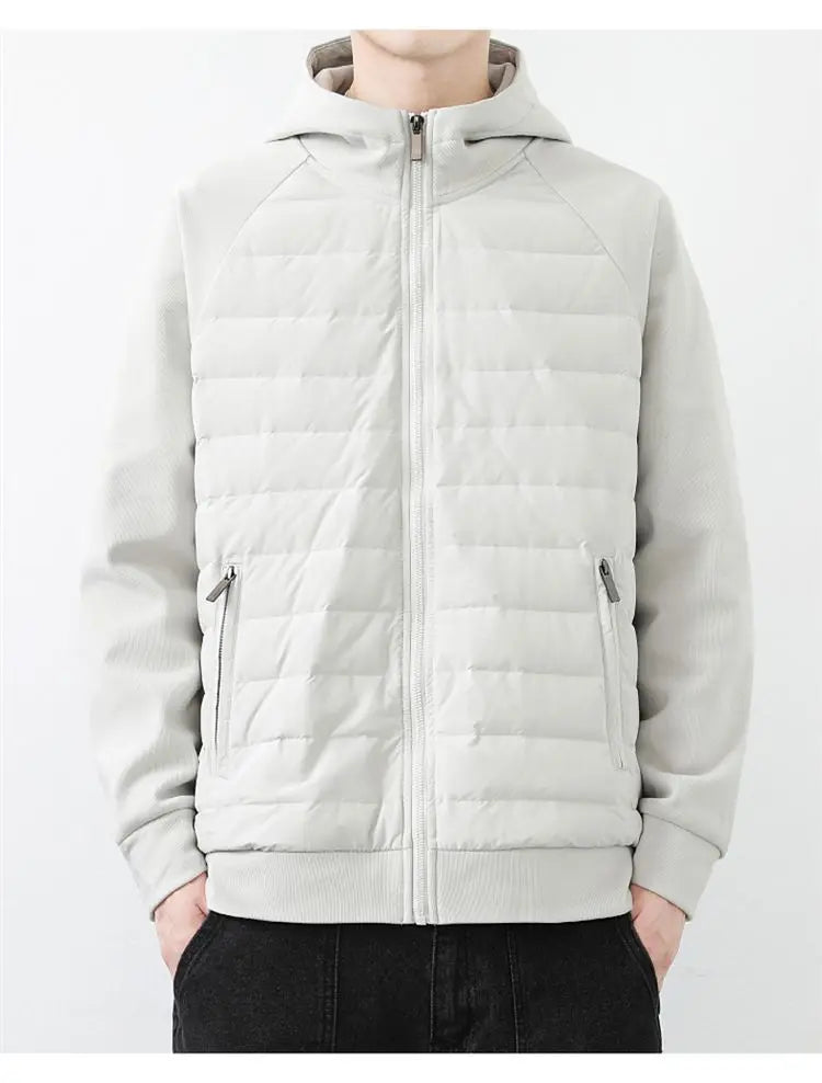 90 duck down jacket men fashion splice loose casual lightweight down hooded down jacket winter warm hoody coat outerwear unique default style 1123