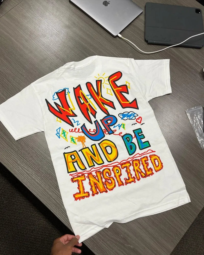 Y2k summer High Street Fashion Letters Eye Print Men Short Sleeve T-shirt Goth Harajuku Loose Fashion Casual Crewneck Shirt Street King Limited