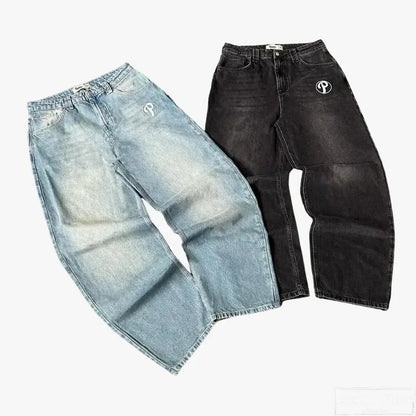 harajuku new protect jeans streetwear independent store drop shipping cargo sweatpants y2k women pants embroidery baggy jeans streetwear sweatpants