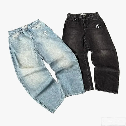 harajuku new protect jeans streetwear independent store drop shipping cargo sweatpants y2k women pants embroidery baggy jeans streetwear sweatpants