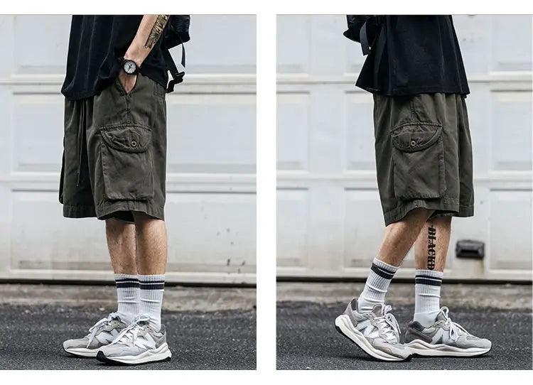 Fashion Men's New Korean Casual Drawstring Sports Shorts Summer Japanese Street Y2K Personalized High-end Sports Retro Overalls Street King Limited