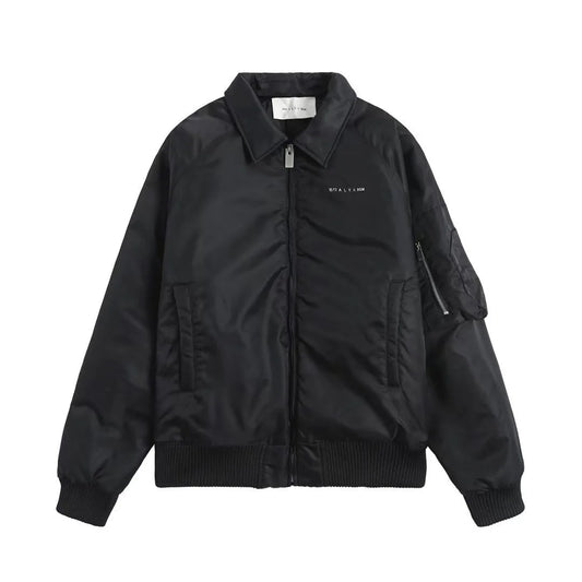 new luxury 2023 men black alyx 1017 9sm bomber pu leather varsity coats jackets down coats cotton warm winter thicken a521 minimalist street pants