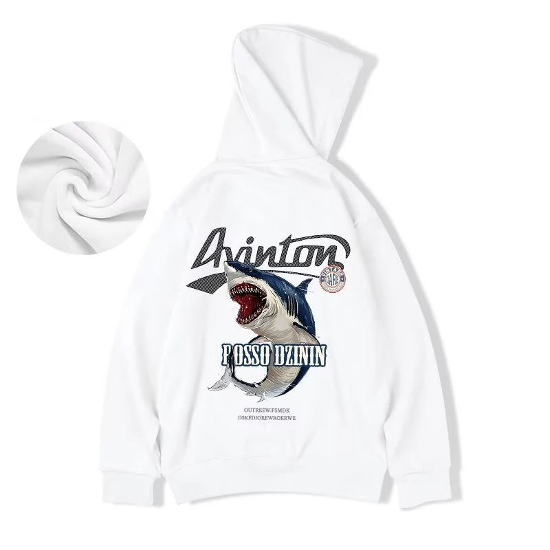 Y2k Streetwear Anime Shark Printed Hoodies For Men Autumn Oversized Baggy Pullovers Sweatshirts Hip Hop Fashion Fleece Hoodie Street King Limited
