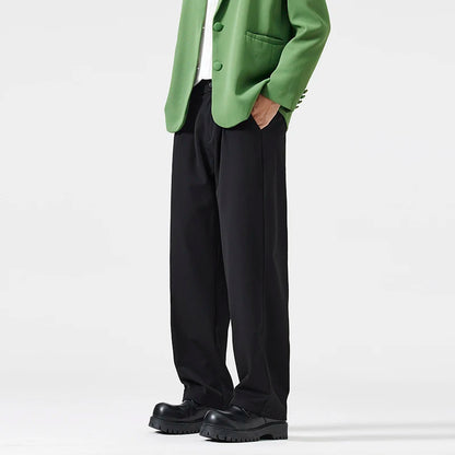 suit pant men korean streetwear fashion loose casual plus size straight suit pant office man commuter pants trousers unique default style 2112