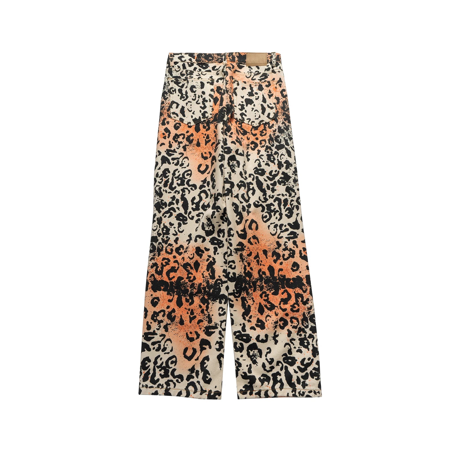 Vintage Leopard Patchwork Straight Baggy Jeans Pants Mens Streetwear Pockets Casual Unisex Denim Trousers Loose Cargo Pants Street King Limited
