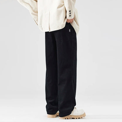 corduroy pants mens fashion loose casual straight large size wide leg baggy trousers office man commuter business corduroy pant clean everyday pants
