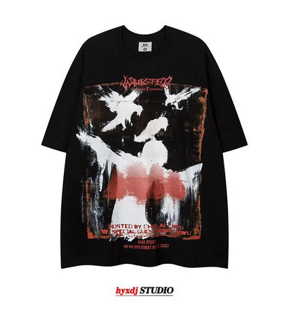 European and American trendy high street niche printed short-sleeved T-shirts for men summer American street tops men clothing Street King Limited