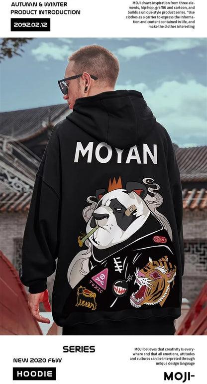 Wicked Panda Funny Graphic Print Men Pullover Hoodies 2025 Autumn Japanese Hip Hop Sweatshirts Casual Y2K Hoodie Streetwear Street King Limited
