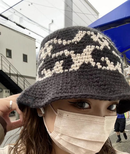 New 2023 Fashion Cute Bakar bone KNIT Hand woven jacquard Bucket Hat Basin Cap Fisherman One Size Warm Cotton High #19 Street King Limited