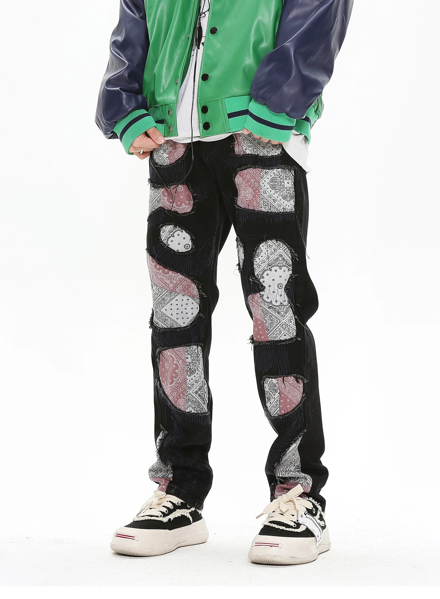 patchwork harajuku denim jeans mens zipper jeans hip hop fashion streetwear new casual straight joggers pants jeans for men unique joggers style 1453