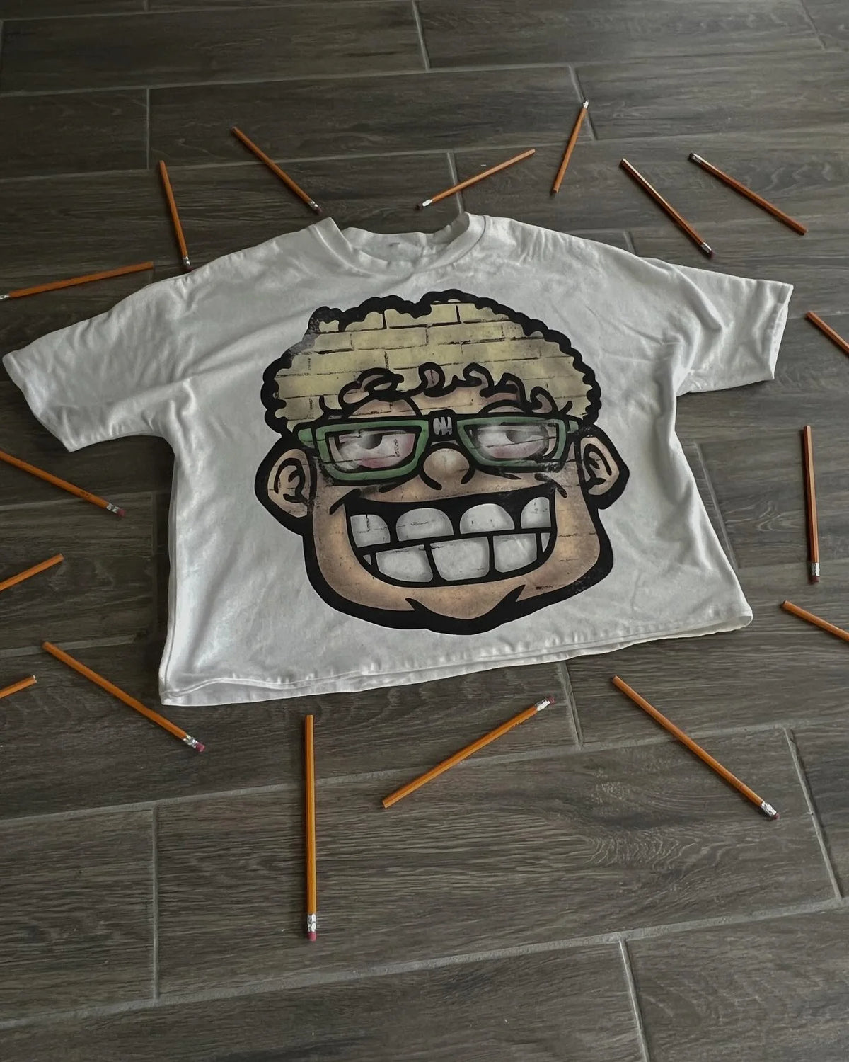Y2k Europe and America Hip Hop Cartoon avatar Printed Oversized T-Shirt Mens and Womens Retro Street Casual Short Sleeved Tops Street King Limited