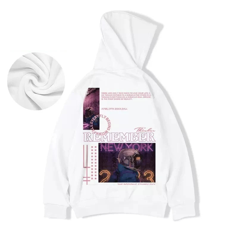 Subway Astronaut Gothic Print Men's Sweatshirt Autumn Pullover Streetwear 2025 Fleece Hoodies Hip Hop Y2K Hoodie Clothes Street King Limited