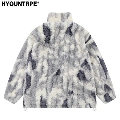 mens hip hop fleece jackets coats patchwork butterfly stand collar jacket parka zipper warm hairy jacket coat outerwear hipster relaxed fit trousers