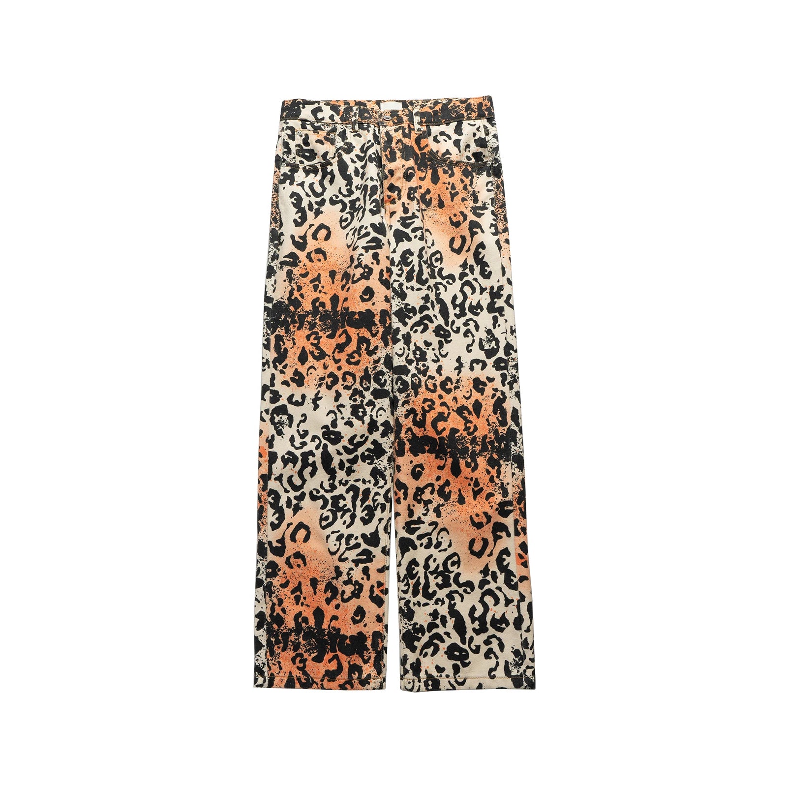 Vintage Leopard Patchwork Straight Baggy Jeans Pants Mens Streetwear Pockets Casual Unisex Denim Trousers Loose Cargo Pants Street King Limited
