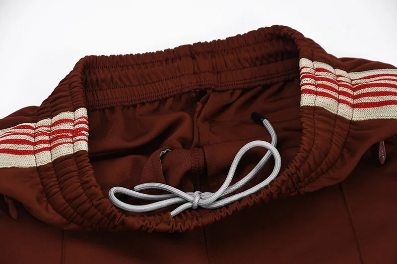 good quality brown motion casual pants men woman lovers trend side edge weaving embroidery drawstring loose trousers unique default style 4820