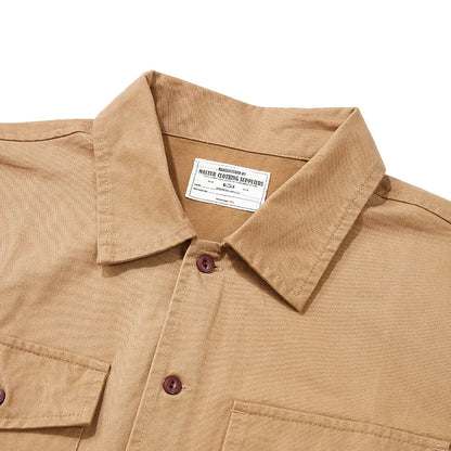 Amekaji Vintage Long Sleeve Cargo Shirt Men Kahki Lapel Multi-pocket Thick Tooling Shirt Autumn Engineer Workwear Cardigan Tops Street King Limited