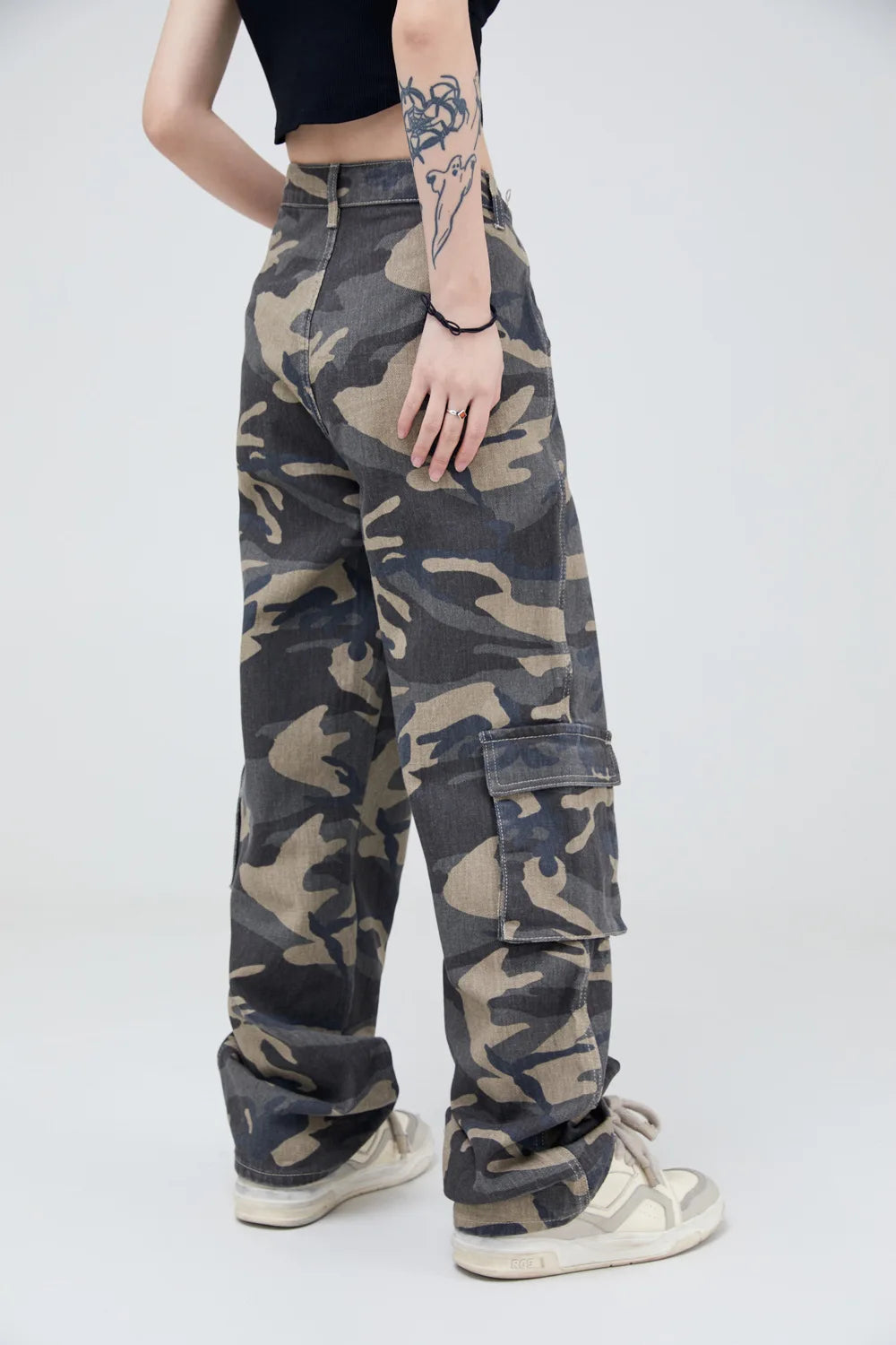 vintage pockets camouflage denim pants men jeans hip hop streetwear military cargo pants unique cargo style 4980