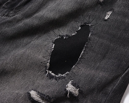 frayed hole washed pantalones hombre baggy jeans mens straight hip hop casual ropa y2k denim pants oversized cargo trousers unique cargo style 114