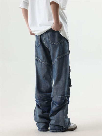 2024 multi pocket jeans vintage mens harajuku cargo denim pants retro hip hop straight loose jean pants 1 unique cargo style 237