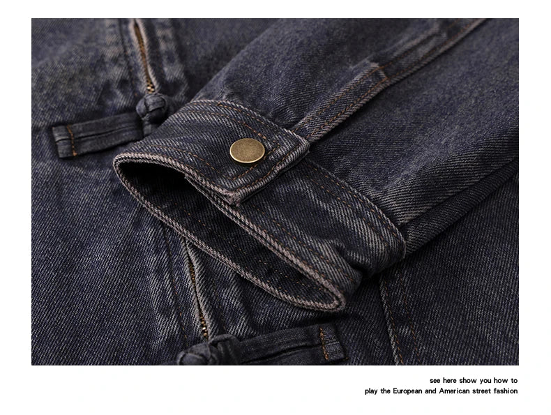 men spring autumn streetwear fashion retro loose casual plus size stand collar denim jacket man jeans coat outerwear unique jeans style 910
