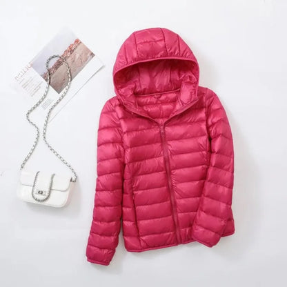 plus size thin light down jacket women 2023 autumn winter slim short hooded warm white duck down coat women outerwear streetwear unique shorts style 4241