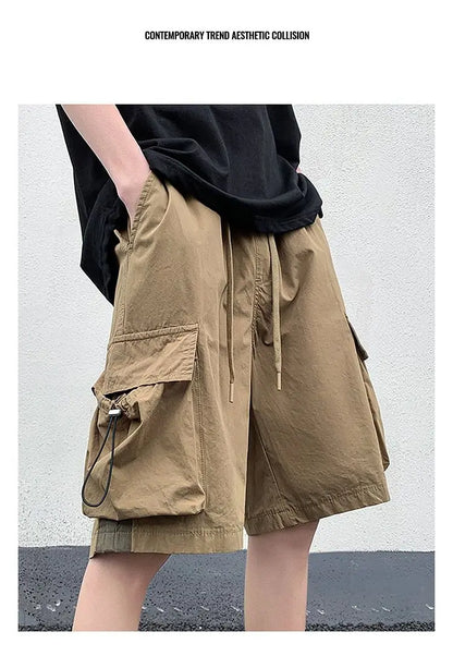 Korean style functional casual work shorts men summer Y2K street hip hop casual trendy brand ins mid pants beach sports pants Street King Limited
