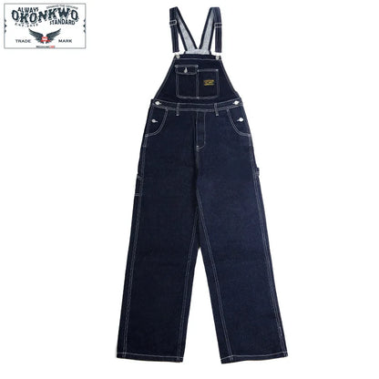 Retro Primary Denim Overalls Jeans For Men Amekaji Suspenders American Homme Original Vintage Style Jeans Street King Limited
