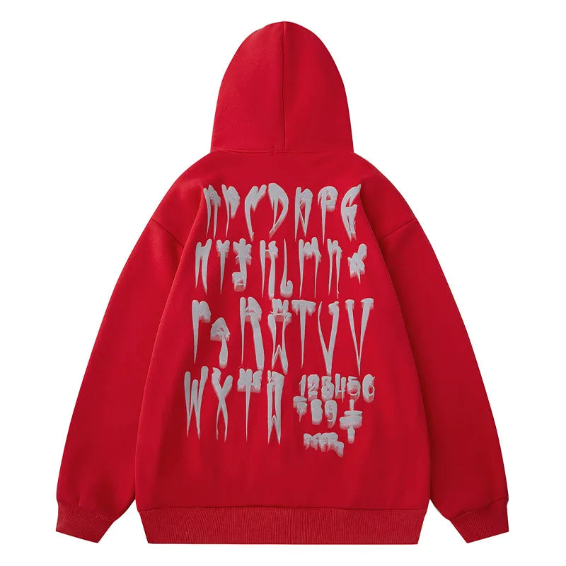 Men Full Zip Up Hooded Sweatshirt Spider Letter Graphic Print Hoodie Gothic Punk Loose Coat Harajuku Hip Hop Streetwear Unisex Street King Limited