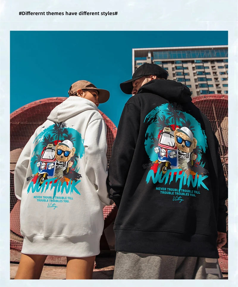Funny Vacation Bear Graphic Printed Hoodies For Men Streetwear Hip Hop Clothing Fleece Hooded Sweatshirts Y2K Pullover Hoody Street King Limited