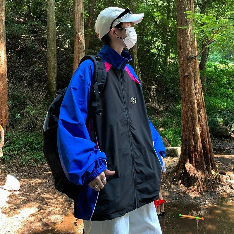 new sport charge jacket mens korean trend color blocking quick drying thin coats summer outdoor sunscreen casual windbreaker unique default style 1913