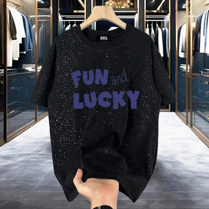 Mens T-Shirt Shining Starry Sky Casual Interesting Printed T-Shirt Autumn Street Trend Campus Short Sleeve Top Men'S Clothing Street King Limited