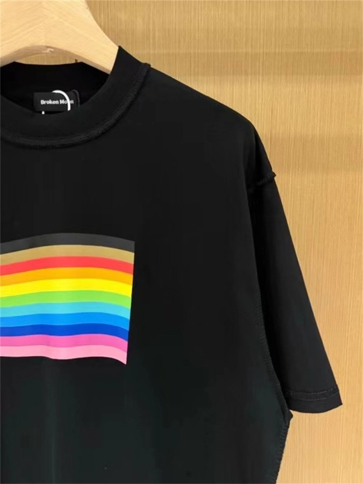 24SS BALCG style rainbow flag logo printed reverse sewn pure cotton Oversized loose short sleeved T-shirt Tops For Summer Street King Limited