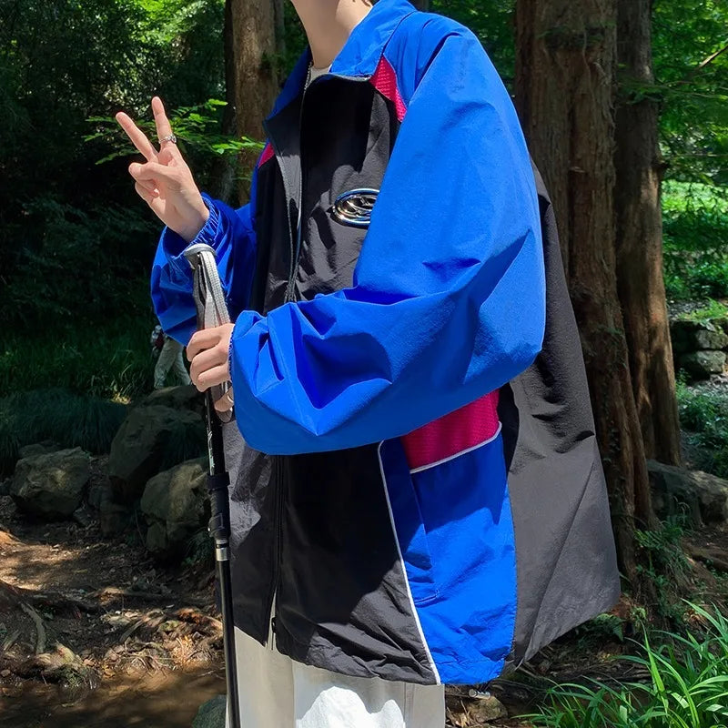 new sport charge jacket mens korean trend color blocking quick drying thin coats summer outdoor sunscreen casual windbreaker unique default style 1916