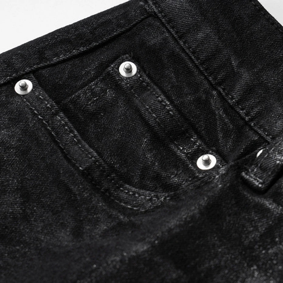 hi street flared jeans men broken patchwork denim pants streetwear harajuku luxury designer black jeans trousers male ripped baggy denim