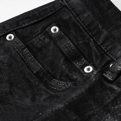 hi street flared jeans men broken patchwork denim pants streetwear harajuku luxury designer black jeans trousers male ripped baggy denim