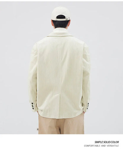 mens loose casual plus size fashion retro corduroy blazer jacket handsome man commuter business suit coat blazers outerwear unique default style 1216