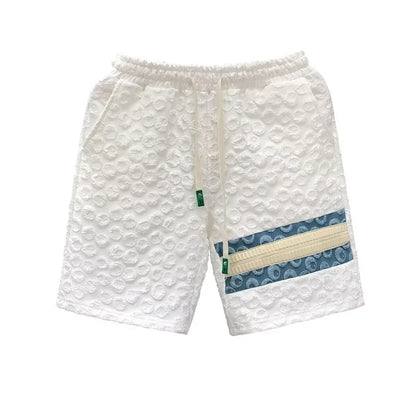 summer foam print shorts men y2k streetwear pleated baggy bermudas para hombre hip hop fashion vintage casual short pants unique shorts style 3331
