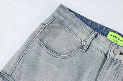 2024 multi pocket jeans vintage mens harajuku cargo denim pants retro hip hop straight loose jean pants unique cargo style 1014