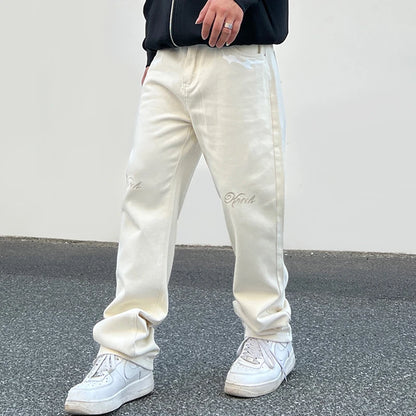 Hip Hop Retro Letter Embroidery Patchwork Casual Baggy Denim Pants Men's Harajuku Streetwear Straight Oversized Jeans Trousers Street King Limited
