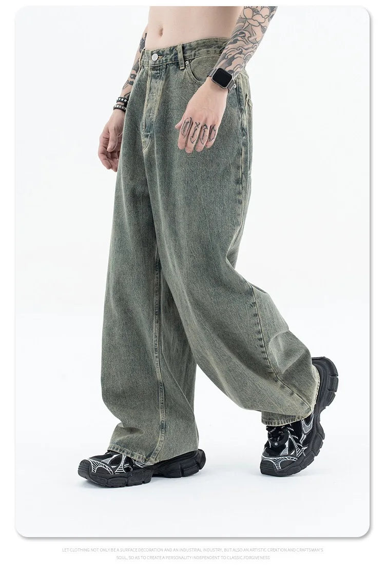 Autumn and winter new mud-dyed jeans Street King Limited