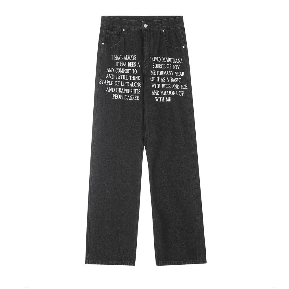 blue baggy jeans men letter printed straight denim pants fashion jeans male streetwear hip hop y2k loose trousers unique jeans style 4083