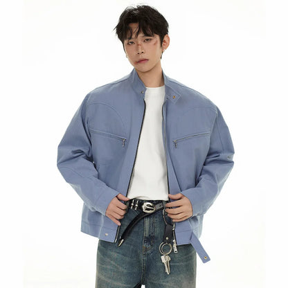 spring autumn fashion motorcycle jacket men stand collar loose casual korean streetwear vintage cargo jackets coat outerwear utility cargo pants