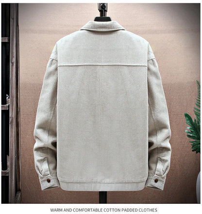 Streetwear Spring Appliques Long Sleeve Corduroy Shirts For Men Button Patchwork 2025 Spring Appliques Long Sleeve Corduroy Shirts For Men Button Patchwork Turn Down Collar Cargo Shirt Korean Fashion Jackets Fashion Sweater Jacket With Graphic Design For Men