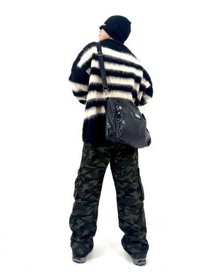 Hip Hop Striped Oversized Sweater Mens Autumn Winter Punk O-neck Long Sleeve Pullover Streetwear Casual Loose Sweaters Clothing Street King Limited