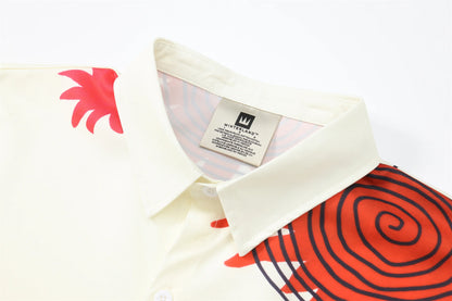 24SS Vintage Retro Starfish Direct Print High-Street Casual Beach Style Quality Short Sleeve Shirt Street King Limited