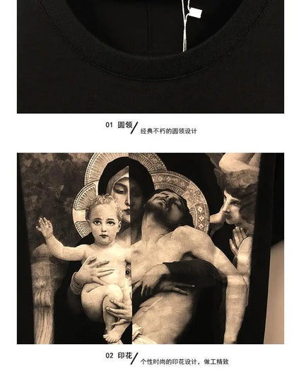 American large size trendy angel European and American printed short-sleeved T-shirt for male and female students trendy brand Street King Limited