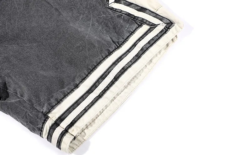 New 2021 luxury Novelty Men Comfortable Classic Striped DIRTY Old Wash Skateboard Street Cotton Casual Shorts Kanye west A202 Street King Limited