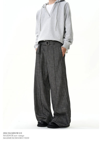 men women streetwear fashion loose casual belt wide leg suit pant boyfriend straight trousers baggy pants unique default style 2247