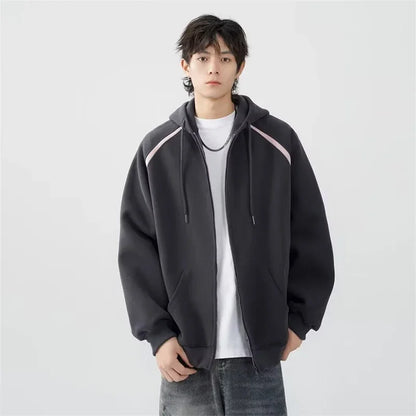 Autumn Oversized Zipper Hoodies For Men New Casual Hooded Cardigan Jackets Streetwear Patchwork Fleece Y2K Hoody Sweatshirts Street King Limited