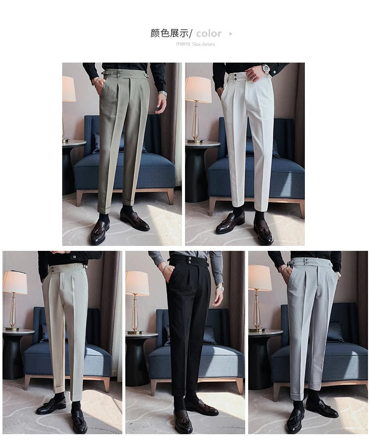 2024 High Quality Business Casual Draped High-waist Trousers Men Solid Color Formal Pants Male Formal Office Social Suit Pants Street King Limited